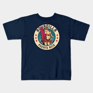 Vintage Surfing Badge for Aguadilla, Puerto Rico Kids T-Shirt